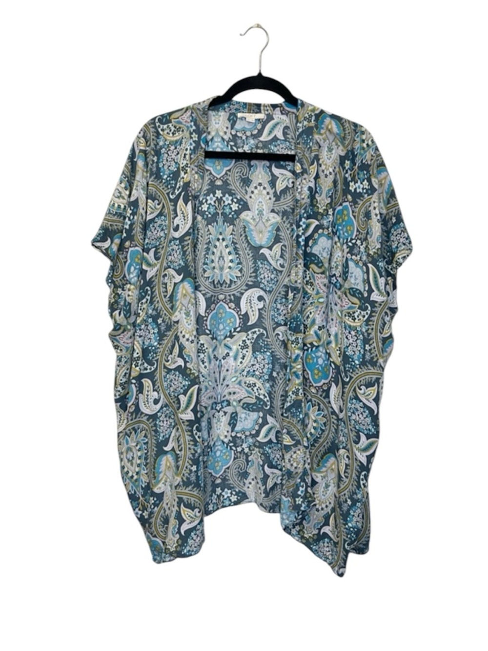 LOFT Lightweight Paisley Print Boho Festibval Short Sleeve Kimono Size XS/S
